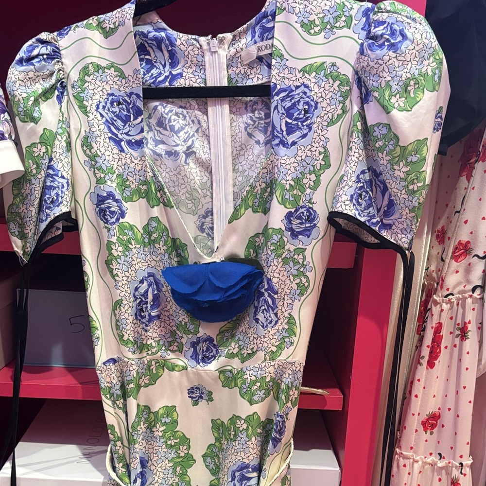 Rodarte Blue and Green Floral Maxi Dress